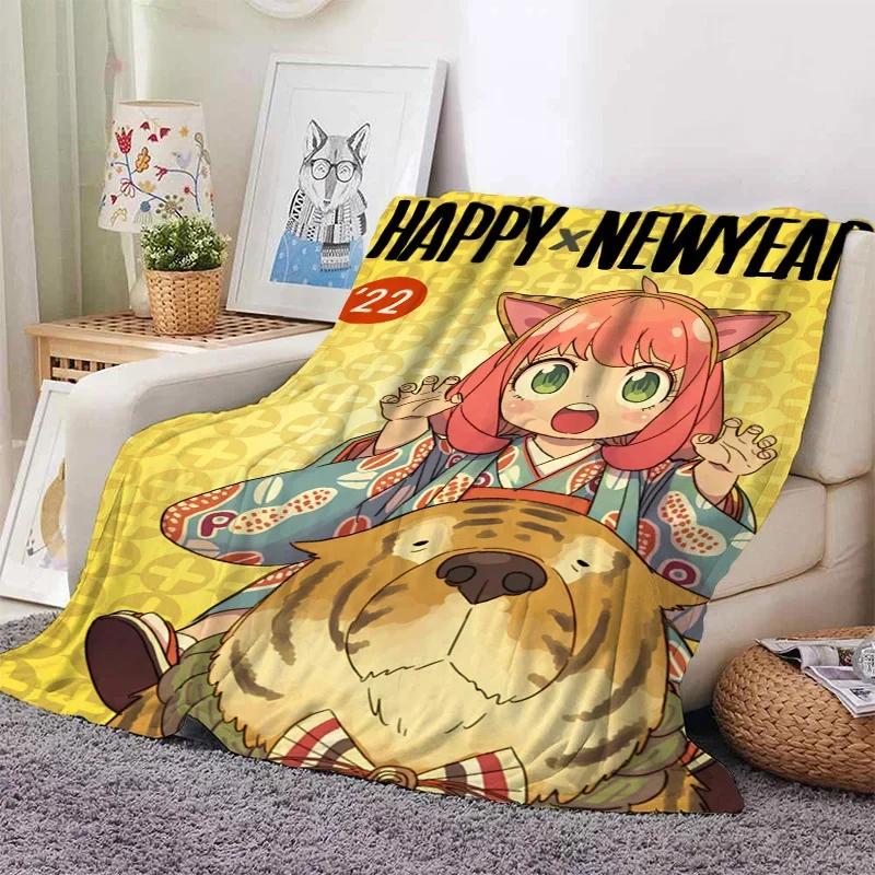 3D Print Anime Spy Family Blanket Soft Sofa Cover Throw Anya Blanket Fleece Tapestry Warm Bed Blankets for Bedroom Couch