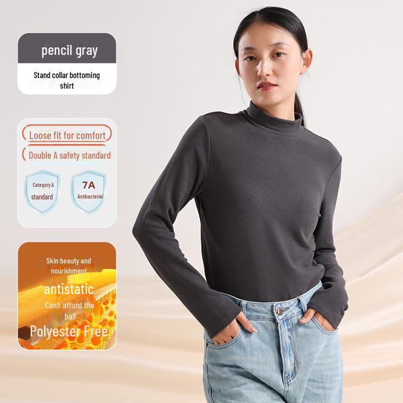 Женская теплая рубашка из немецкого бархата с полуворотом - плюшевая, утолщенная, с длинным рукавом и гиалуроновой кислотой для ухода за кожей