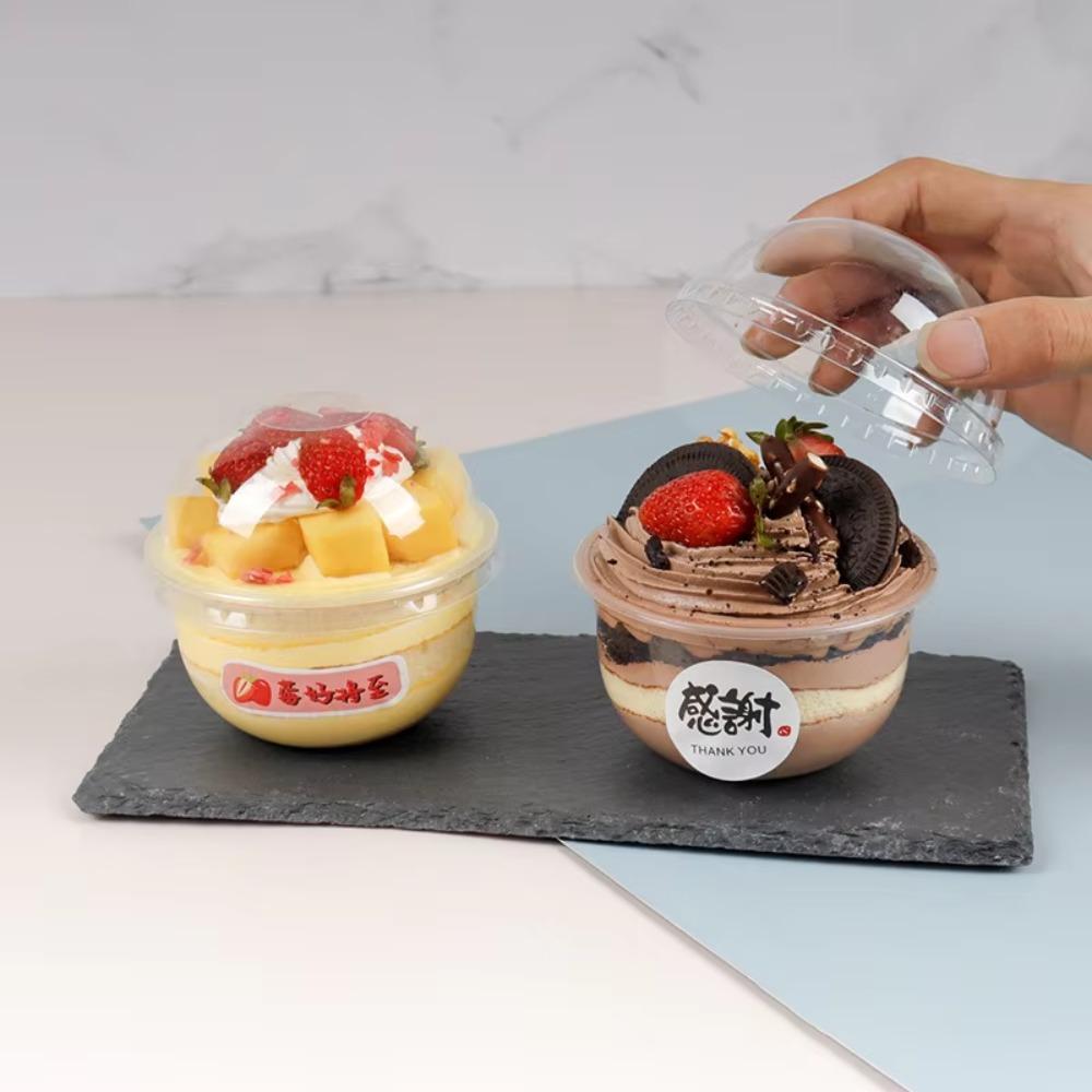 50pcs U Shaped Disposable Cake Cup Transparent Salad Cup Drinkware Ice Cream Cup Pudding
