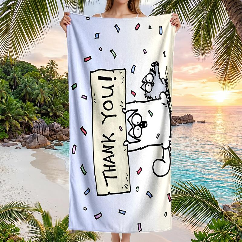 Simon'S Cat Fashion Beach Towel: Ideal for Summer Adventures Soft, absorbent and quick drying suitable for swimming and bathing