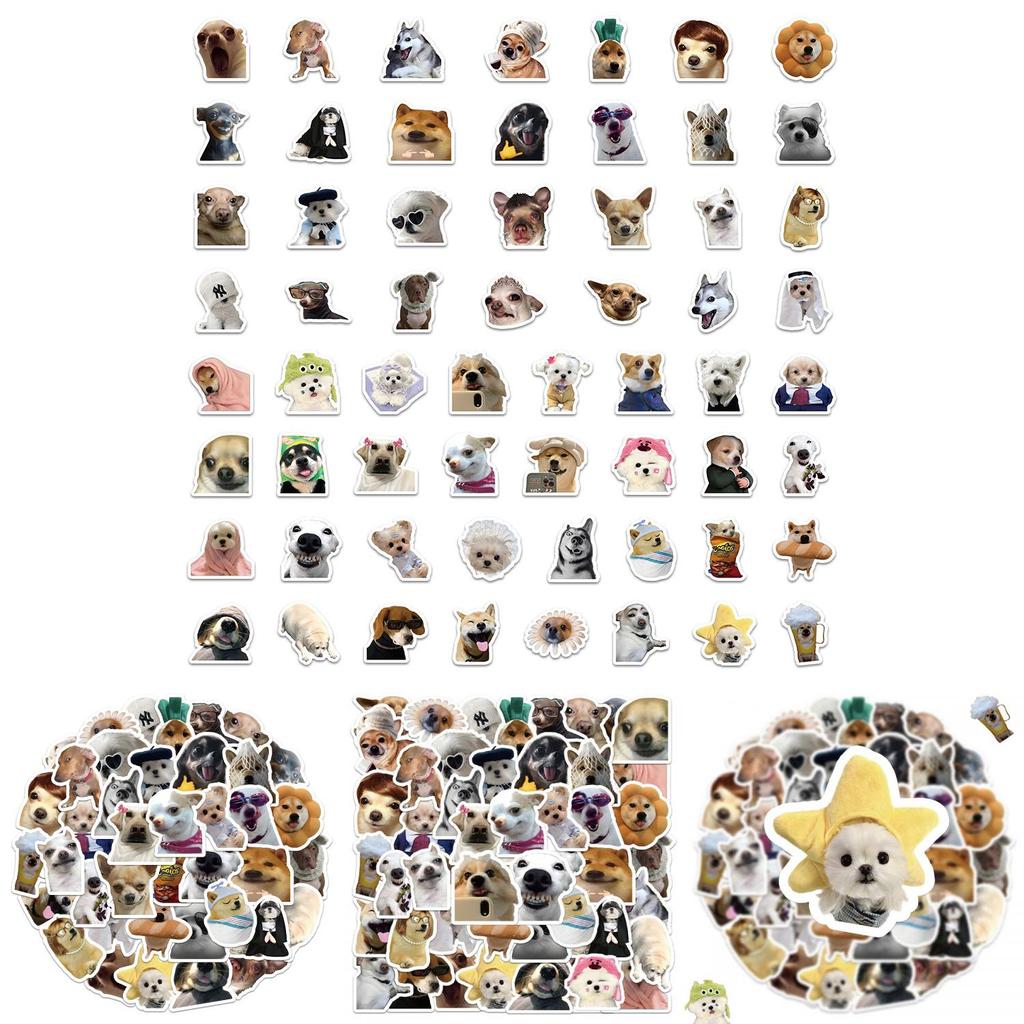 60pcs Emoji Dog Waterproof Graffiti Stickers Notebook Water Bottles Cases Phone