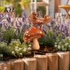 Whimsical Courtyard Decorations Metal Garden Decorative Stake, Cute Frog Lotus Leaf/Mushroom/Birds on Tree Branch Gardening Gifts for Women Yard Sign,