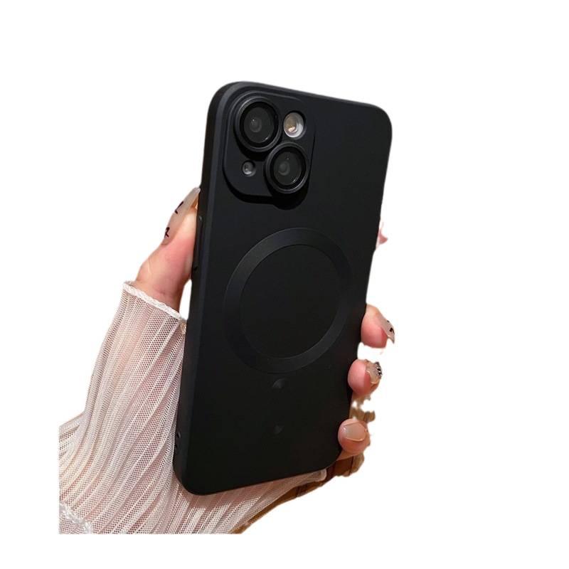 Совместимый матовый силиконовый магнитный чехол для телефона для iPhone 15 Pro Max, 16 и 14 - Дизайн с полным покрытием для защиты.