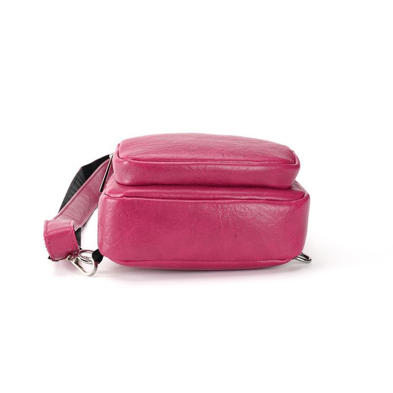 Chest Bag Female Sports Multifunctional Small Backpack Casual Simple Lightweight Retro Male Bag Slanting Shoulder Bag PU Soft Leather Mobile Phone Bag