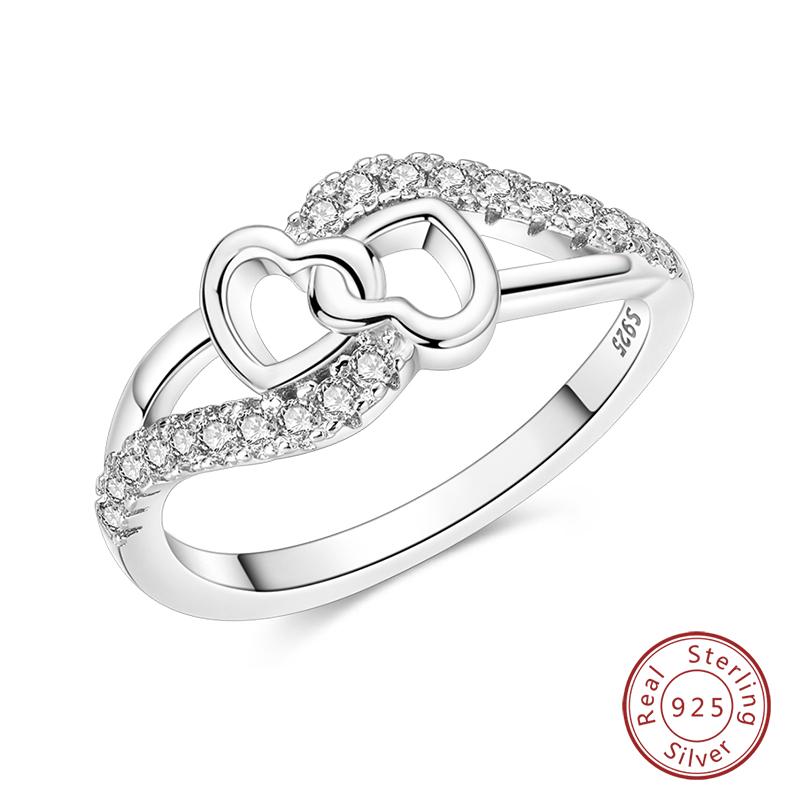 925 Sterling Silver Heart Shaped Infinite Minimalist Rings Hollow Celtic Knot Rings for Women Elegant Engagement Wedding Jewelry