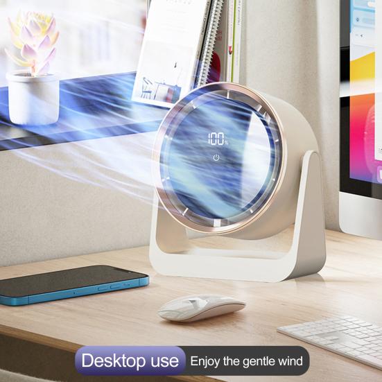 Mini Electric Desktop Fan LED Digital Display 5 Speed Adjustable Quiet Home