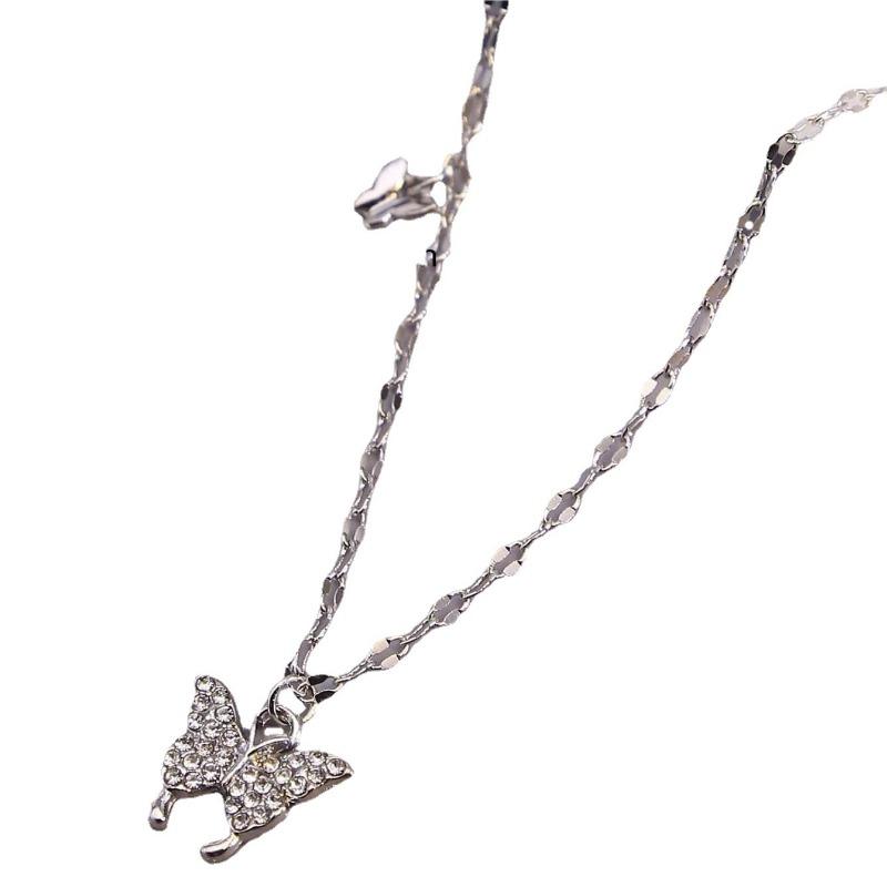 Ожерелье с бриллиантами в виде бабочки Niche Design Sense Light Luxury Size Butterfly Collarbone Chain, цепочка с бриллиантами в виде ключицы с микрозакрепкой