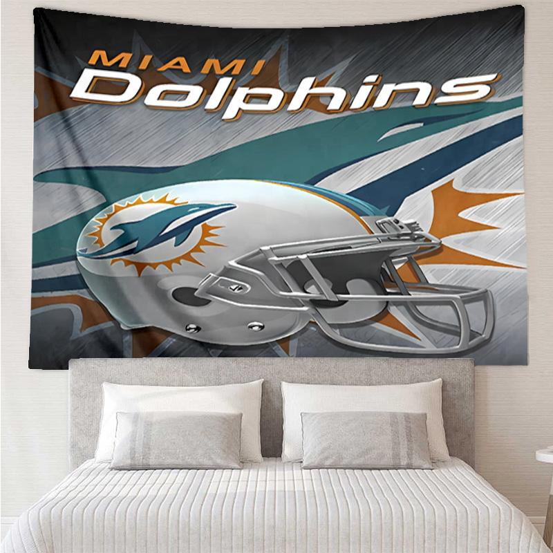 Miami Dolphins logo Tapestry for Bedroom Aesthetic Classroom Tapestries Wall Hanging for Living Room Dorm Office,Ideal Creative Gift