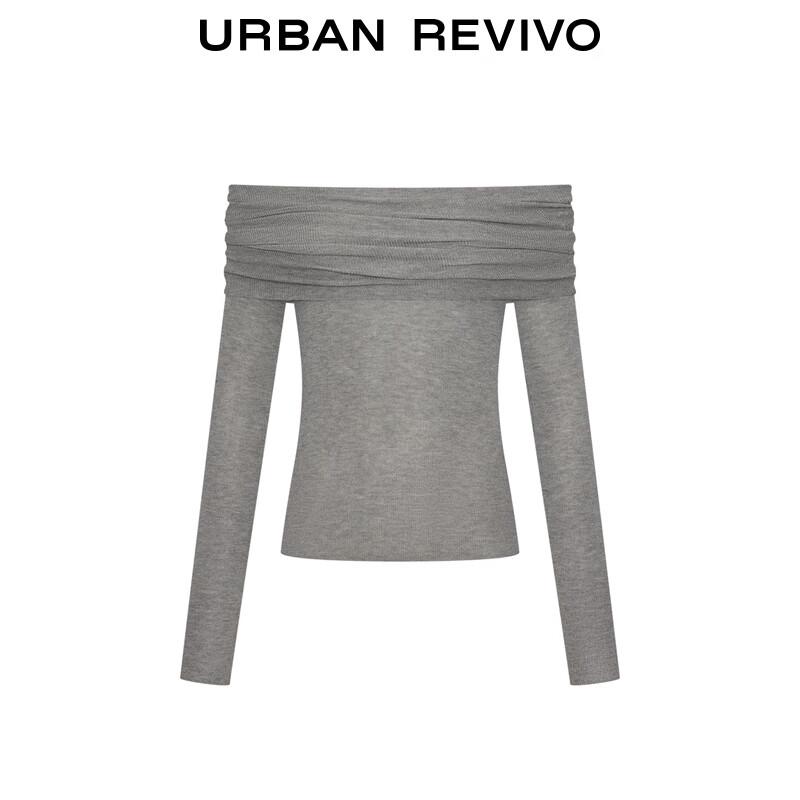UR 2025 Fall Elegant Off-Shoulder Slim Knit Top
