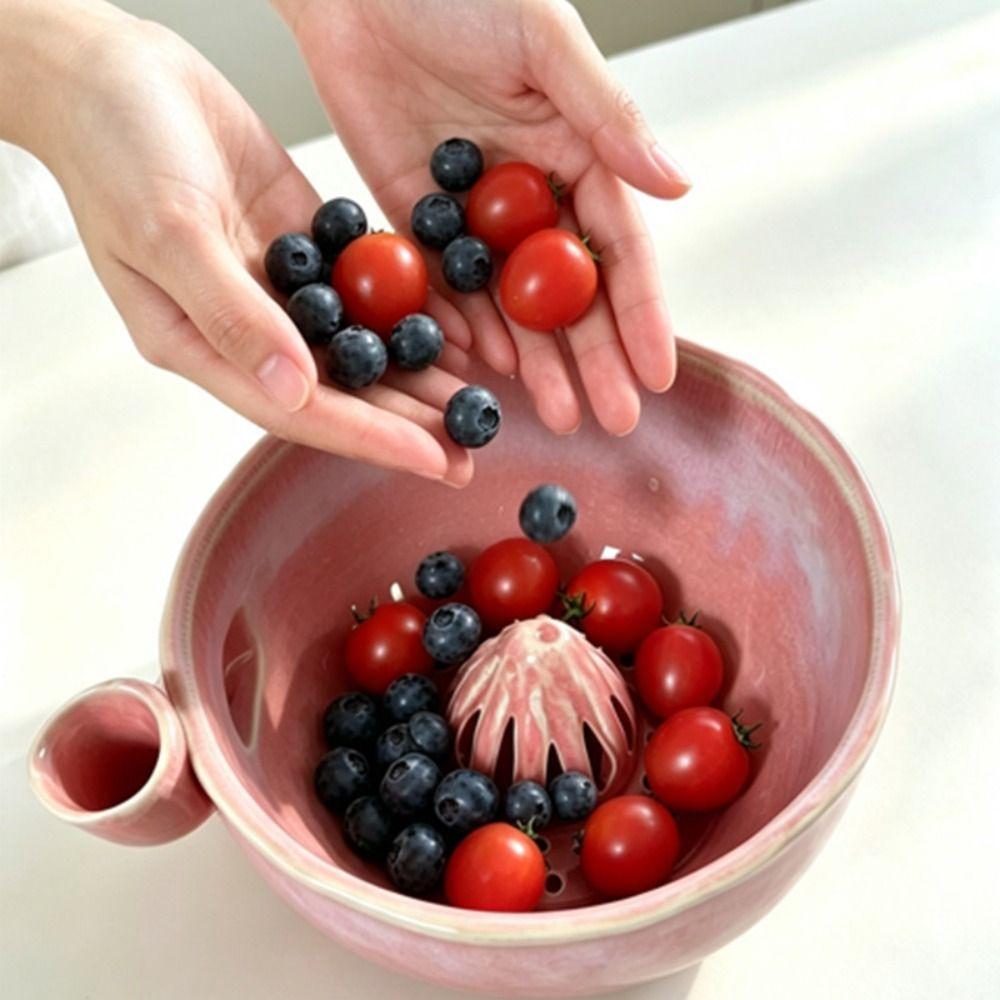 Central Flow Guide Ceramic Fruit Washing Bowl Self-spinning Berry Washer Fruit Washing