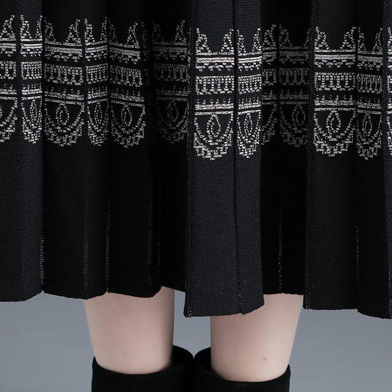 Женская этническая юбка миди из высококачественного утолщенного трикотажа, зимняя, с высокой талией, А-силуэта, облегающая, расклешенная