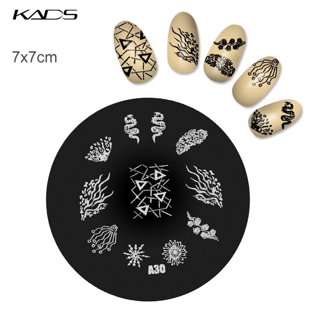 kads 1PC Round Stainless Steel Nail Art Nail Stamping Plates Manicure Stamp DIY for Nail Templates Classic Series Tools