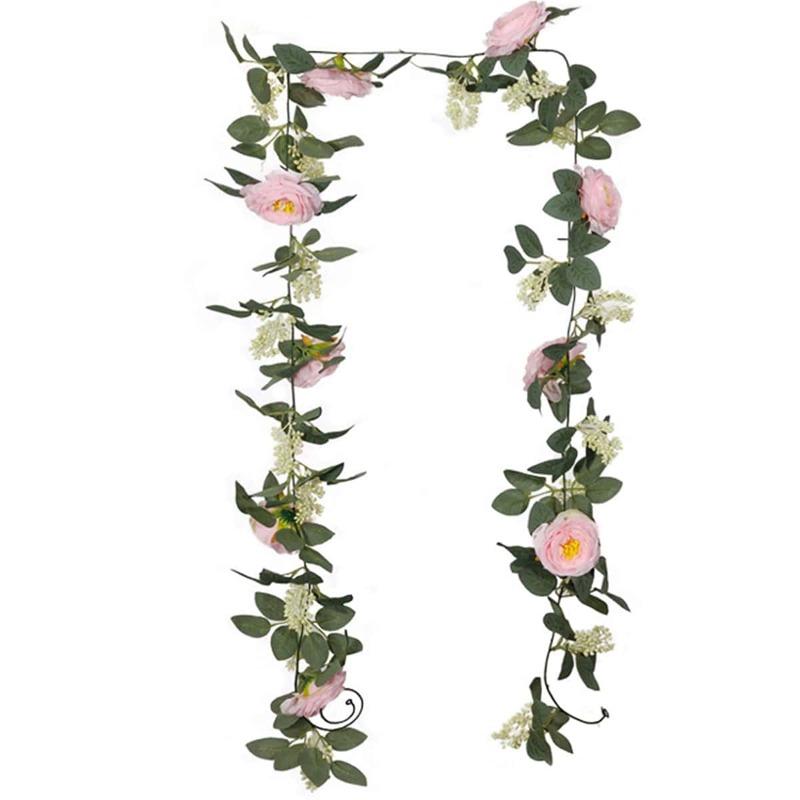 200 см Искусственные листья Цветочная зелень Искусственная гирлянда из камелий с листьями Шелковая камелия Лиана Украшения для Свадебной стены Сада Домашняя вечеринка Декор