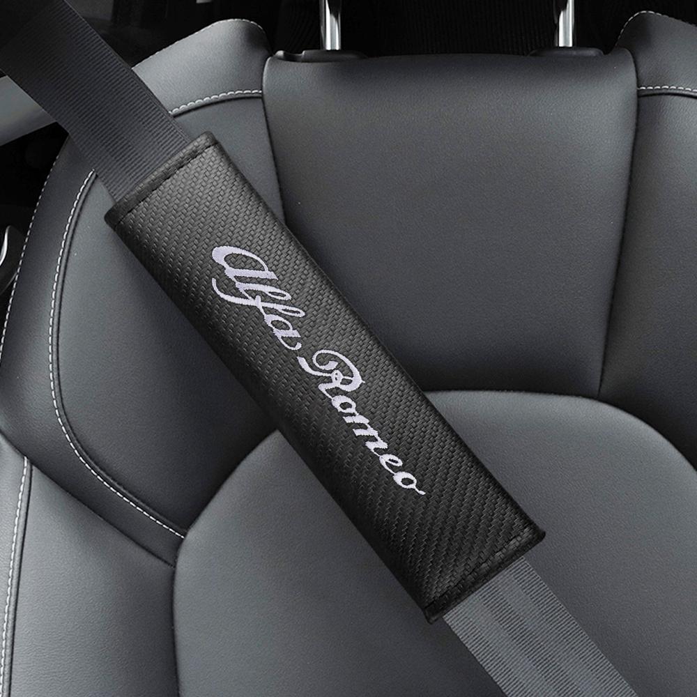 1/2PC Carbon Fiber Seat Belt Cover Safety Sleeve Padding Car Styling For Alfa Romeo 159 147 166 Stelvio Giulietta MiTo Giulia GTTM6