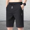 Sports Shorts Solid Color Straight Pattern Loose Type Elastic Waist Drawstring Casual Shorts Jogging Pants