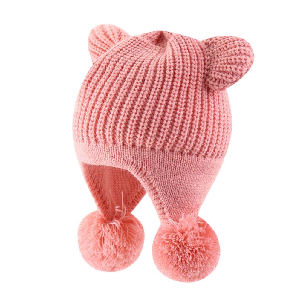 2023 Autumn Knitted Hat with Double Pom Pom Bear Ears - Cute, Cozy, and Windproof Ear Protection