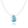 [Q3966] - Серебряное колье-кабель 'Essentiel' аквамарин (капля) - 10x7 мм