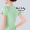 Женский летний быстросохнущий спортивный комплект из сетки: Дышащий топ с коротким рукавом свободного кроя для бега, тренировок и йоги