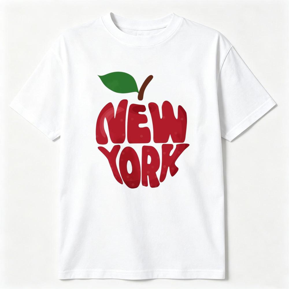 Big Apple New York Graphic Tee Red Typography Urban Minimalist Souvenir Gift Unisex Unisex Shirt Cotton Breathable Summer Shirt
