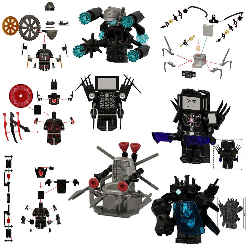 Скибиди Туалет MOC Абстрактный Робот Строительные Блоки Совместимые с LEGO Монитор Человек-Телевизор Деликатные Фигурки Мини Модель Кирпичи Игрушки