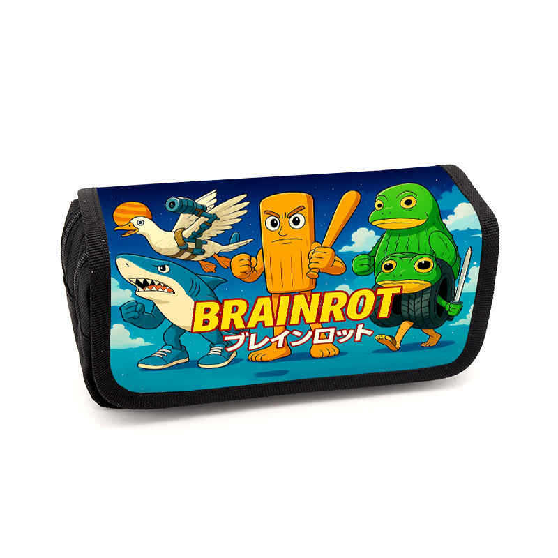 Brain rot pencil case Animation peripheral storage bag Stationery pencil case