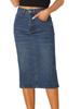 Allegra K Women's High-Waisted Stretch Midi Denim Skirt, Y2K Casual, Dark Blue, Size S