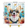 Corgi Scuba Diving Shower Curtain Playful Corgi Tropical Fish Coral Reefs Colorful Design Polyester Washable With Hooks