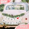 Набор декораций для машины 'Just Married' от Elek Tonny - Баннер и табличка 'Just Married' с цветочной лозой - Декорации для свадебного автомобиля, Автомобильные наклейки
