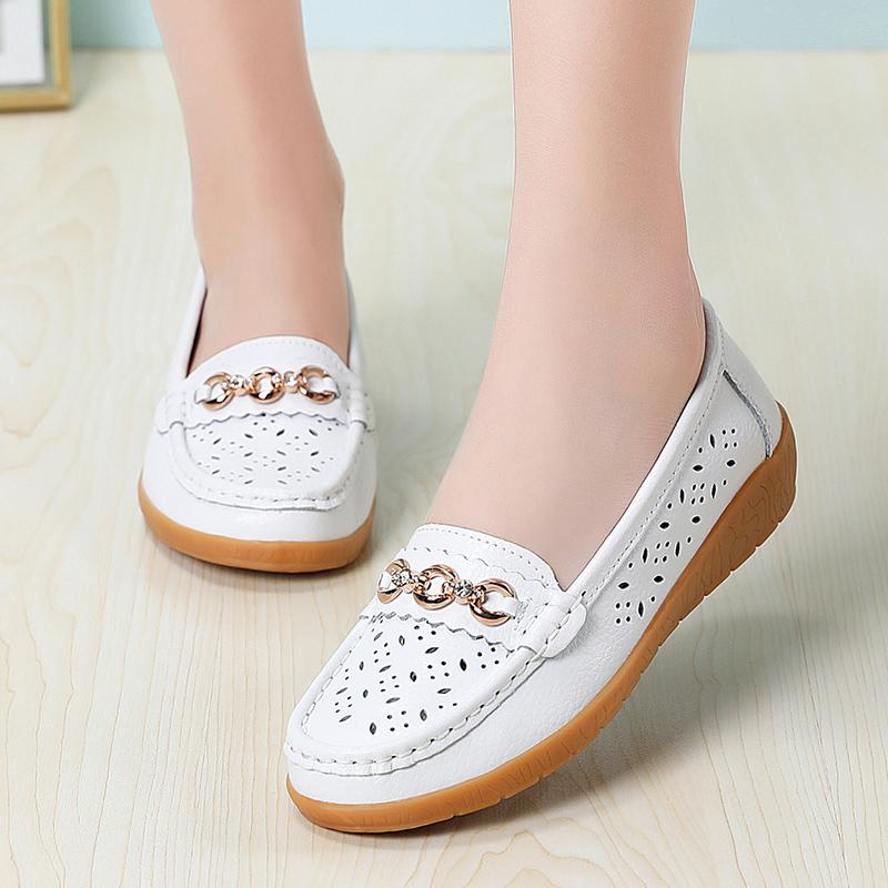 Женские туфли на плоской подошве, кожаные мокасины, повседневные туфли без застежек для ходьбы, минималистичные летние туфли для медсестер для мам