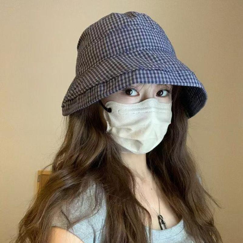 Новая летняя женская клетчатая шляпа-ведро с отворотами, широкополая, быстросохнущая, защищающая от солнца