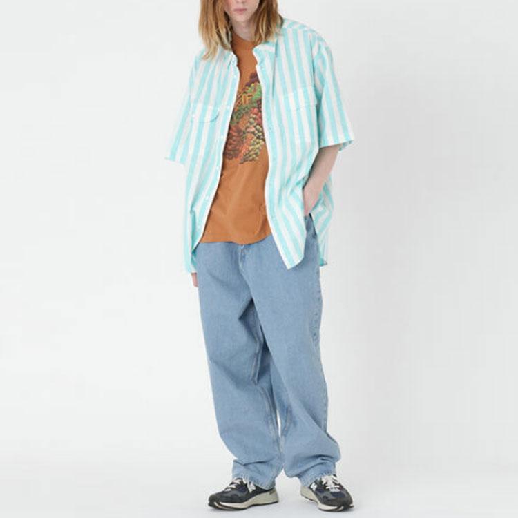 Levis Striped Collar Short Sleeve Shirt Men Shirts Light-Blue A4329-0000