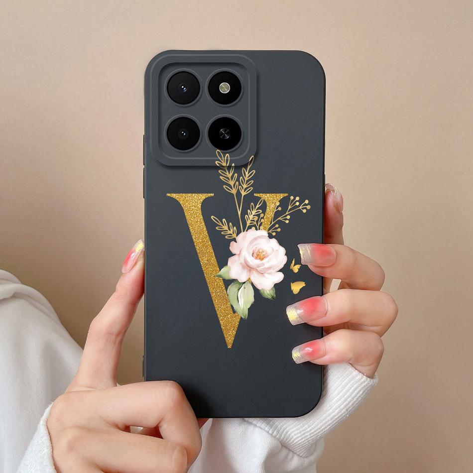 Для Honor X5B Plus X5 Чехол Простая Буква Имени Мягкий Гладкий Жидкий Силикон Ударопрочная Задняя Крышка Телефона Для Honor X 5 X5bPlus Capa