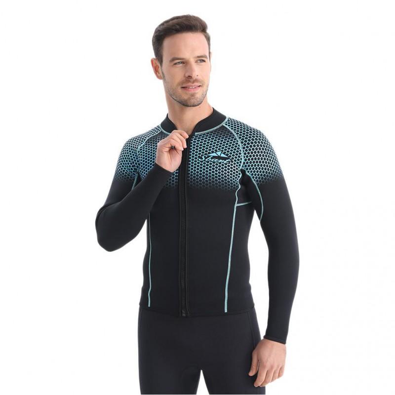 1.5mm Zipper Long Sleeve Wetsuit Men Warm Thermal Surfing Diving UV Protection Separate Suit