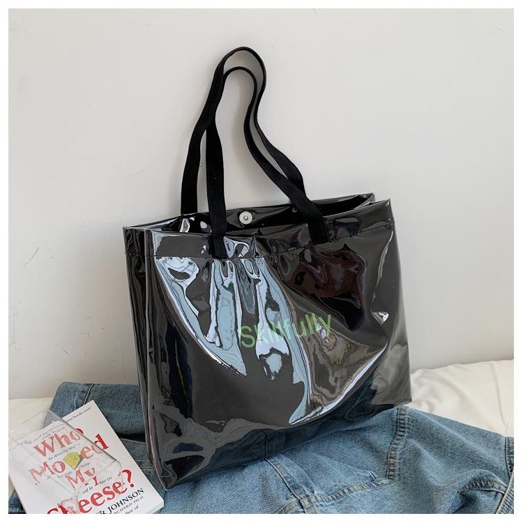 Trendy Transparent Handbag For Women Spacious And Minimalistic Single Shoulder Bag For Summer 2022 White Brown)