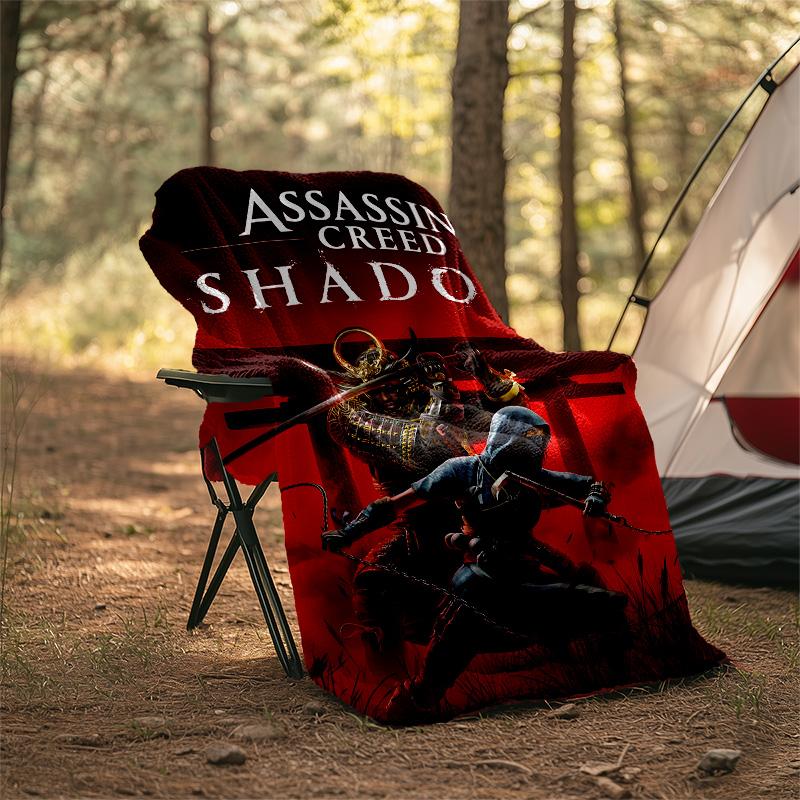 1pc Assassin's Creed Theme Blanket - Digital Print, Polyester, Cozy for All Seasons, Perfect for Outdoor, and Travel
