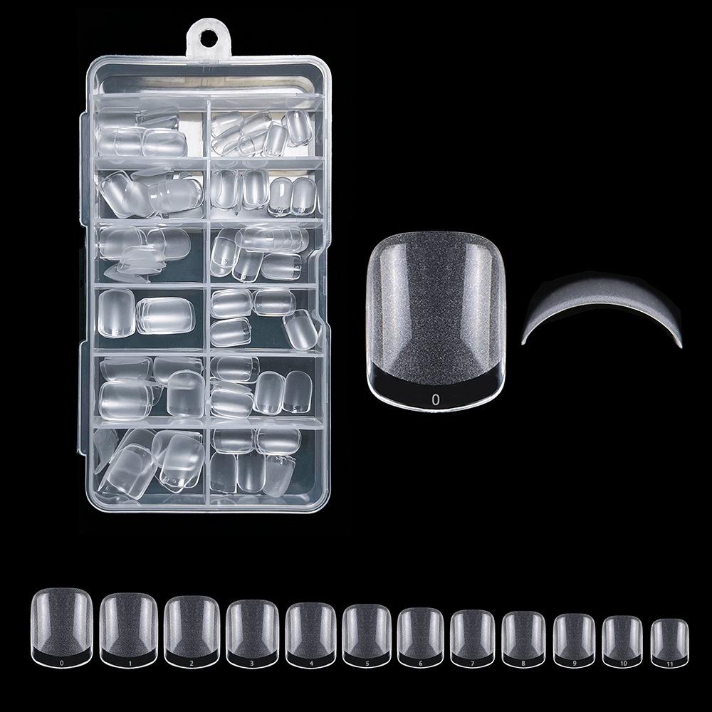 120 ультракоротких квадратных накладок для ногтей миндалевидной формы, ультратонкие и бесшовные прозрачные полуматовые накладки для ногтей