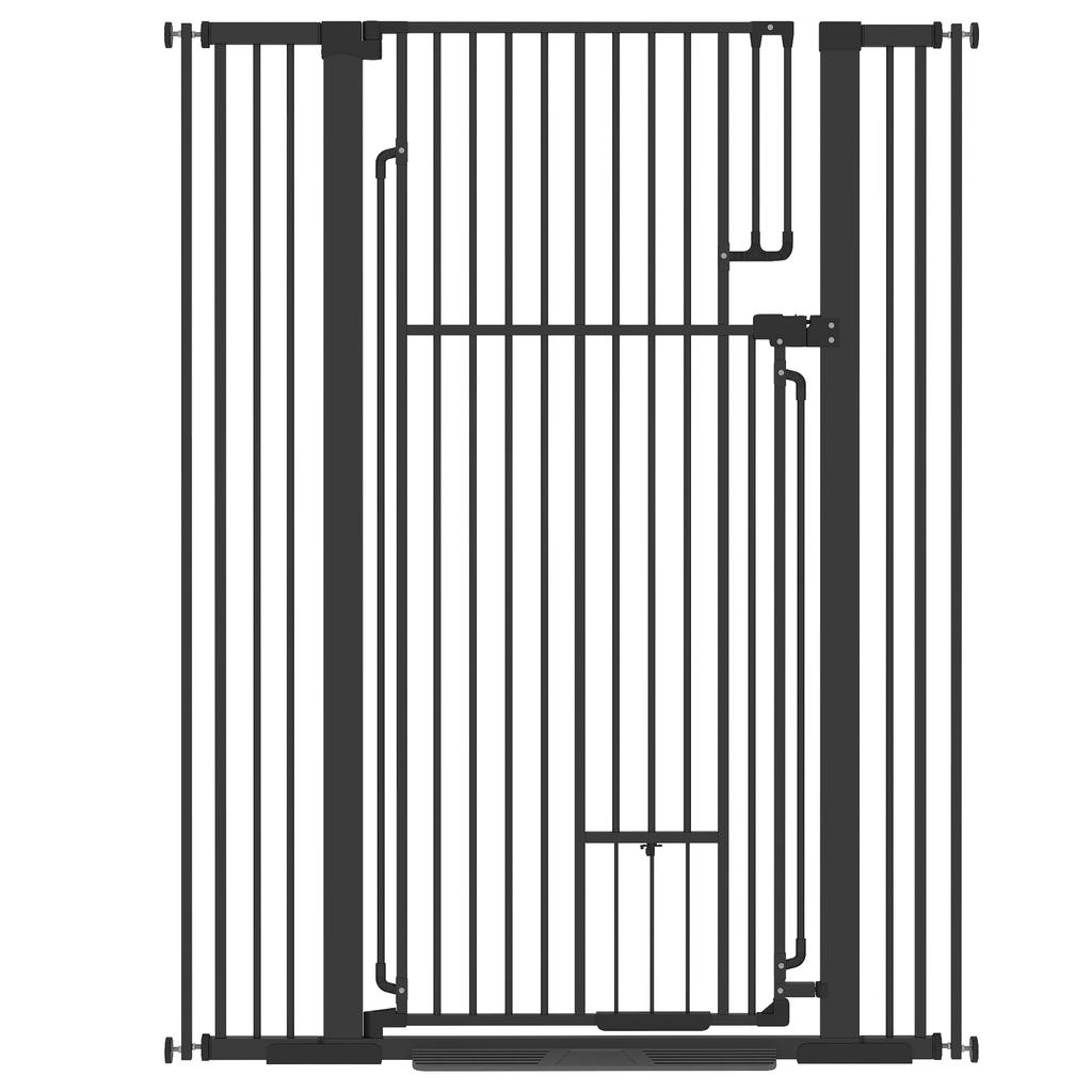 135cm Extra Tall Dog Gate With Cat Door Fits Openings 81 108 Cm Pressure Mounted For Doorways Hallways No Drilling