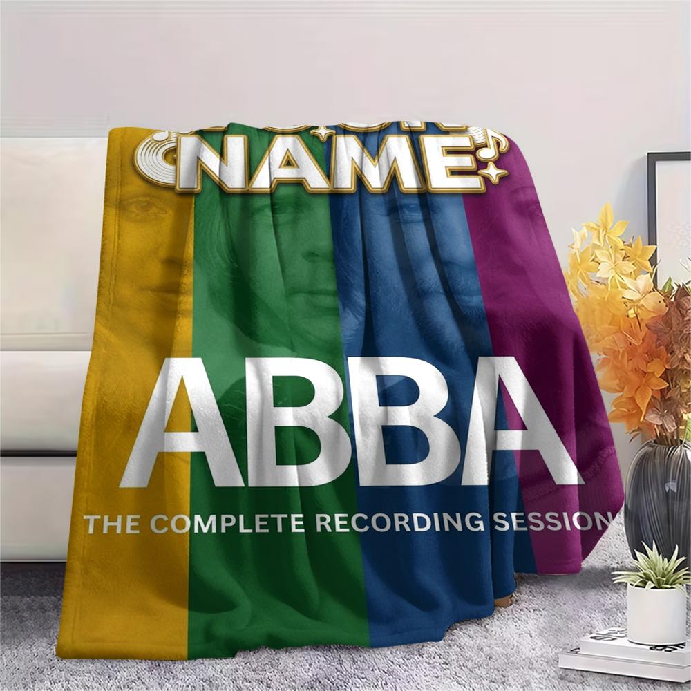 1PC Custom Name ABBA Patterned Flannel Blanket Suitable For All Seasons for Home Decor Warmth and Comfort Gifts Holiday Present