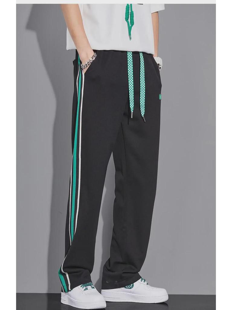 Мужские модные летние широкие брюки в полоску - свободный покрой, повседневный спортивный стиль