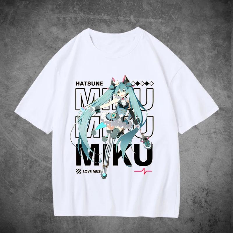 Модная футболка с коротким рукавом Hatsune Miku Anime Future для пары, мужская и женская, 2025