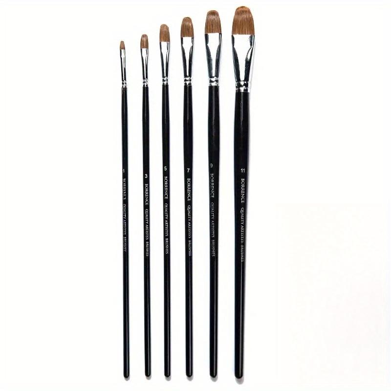 6 отборных кистей для рисования с плоской головкой из волчьей шерсти, масляная живопись, керамические принадлежности для рисования, специальные акриловые кисти для взрослых