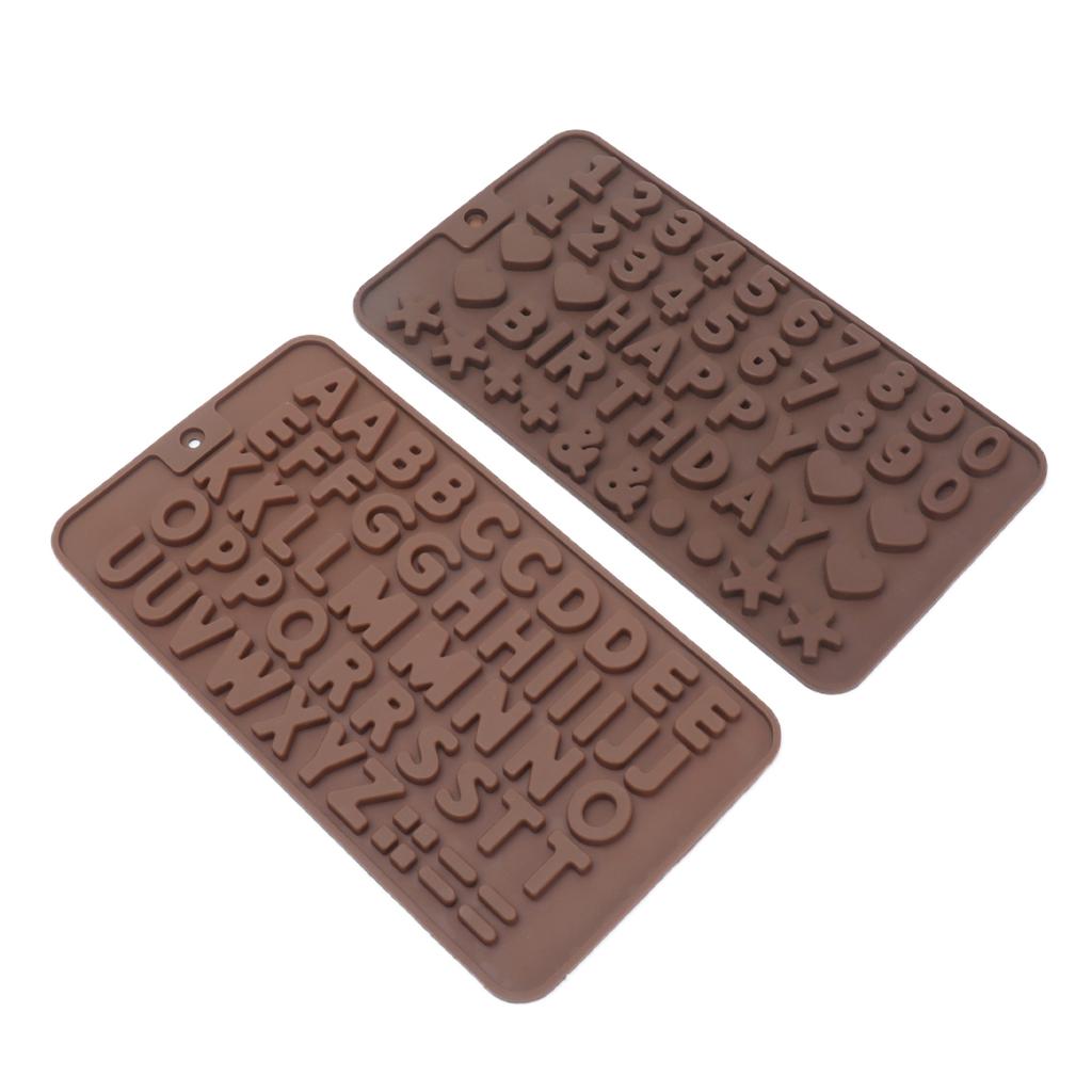 6 Pcs Silicone Letter Mold Reusable Number Chocolate Molds for Birthday Cake Decorations Party