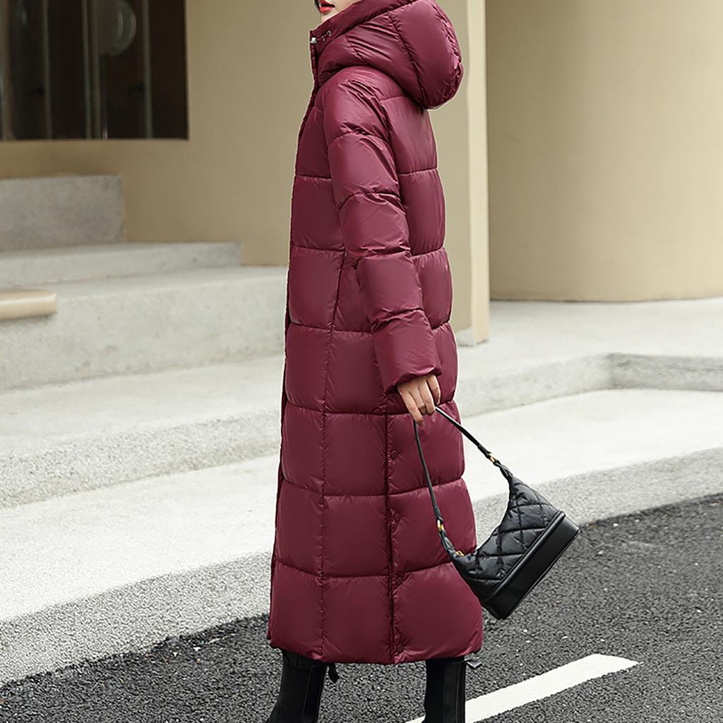 Женская модная повседневная однотонная хлопковая куртка с капюшоном средней длины и длинными рукавами на молнии и пуговицах