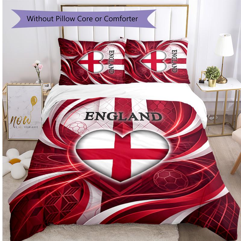 England Football Printed Bedding 3 Piece Set Cozy Breathable Bed Cover Set as Housewarming Holiday Gift