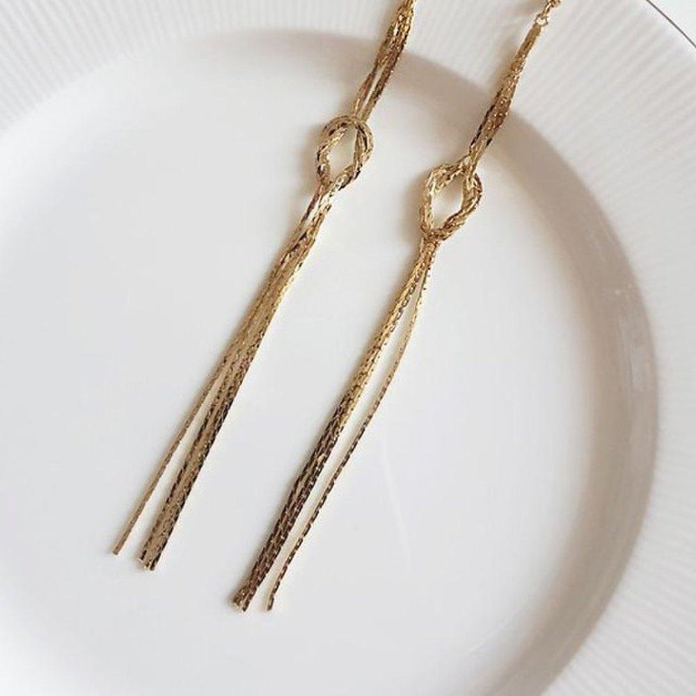 Knotted Long Drop Earrings/earrings/earrings/women's Earrings/women's Earrings