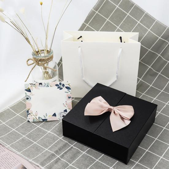 Квадратная шкатулка с двойными дверцами и дизайном бантика для ювелирных изделий, помады, подарочной упаковки, дисплей