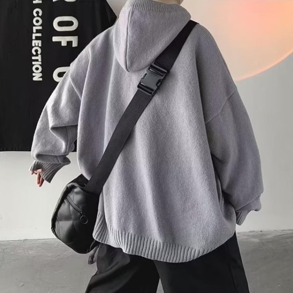 Мужской свитер с капюшоном Осень Зима Винтажный Праздный Стиль Универсальный Вязаный Топ Свитер Повседневная Одежда