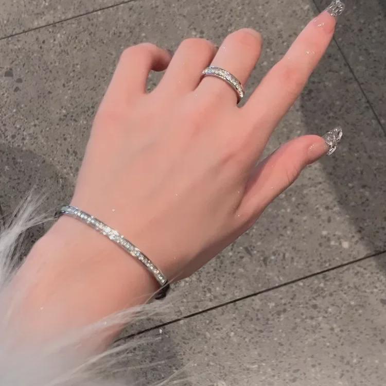 Браслет Starry Sky из титановой стали для женщин - полный бриллиант, невыцветающий тренд, европейский и американский стиль