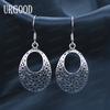 925 Sterling Silver Flower Perforated Earrings Fashion Wedding Jewelry