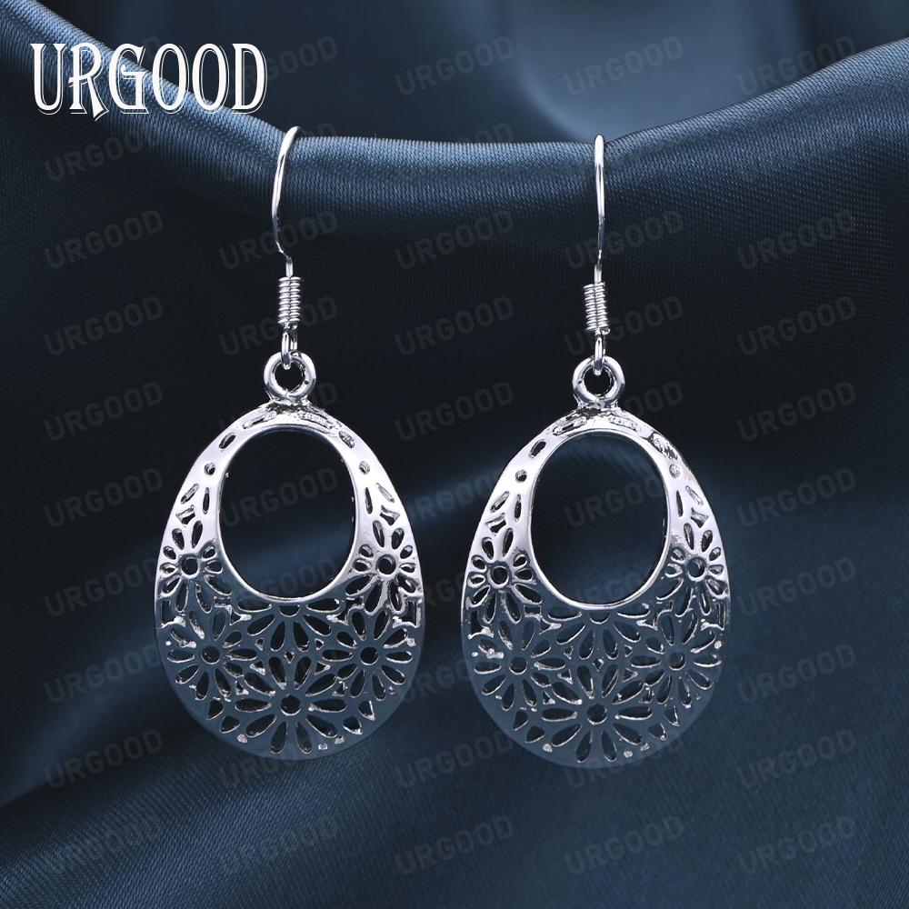 925 Sterling Silver Flower Perforated Earrings Fashion Wedding Jewelry